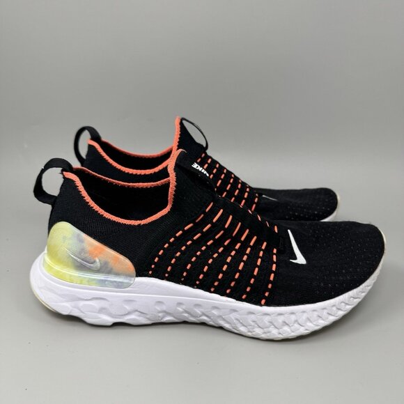 Nike Womens React Phantom Run Flyknit 2 Black Mango Size 8.5 Halloween - Picture 1 of 9
